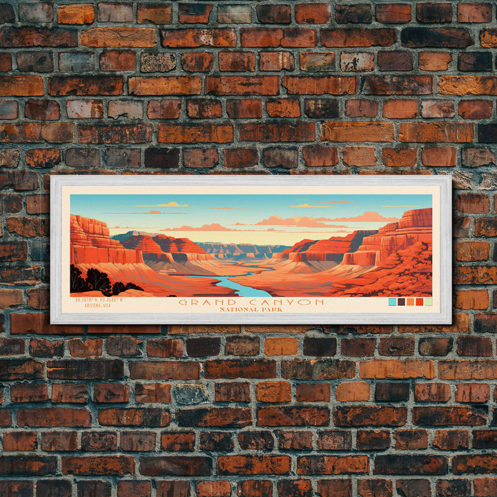 Grand Canyon National Park, Panoramic Arizona Travel Art, National Park Print, Minimalist Travel Art, Midcentury Modern Style Landscape