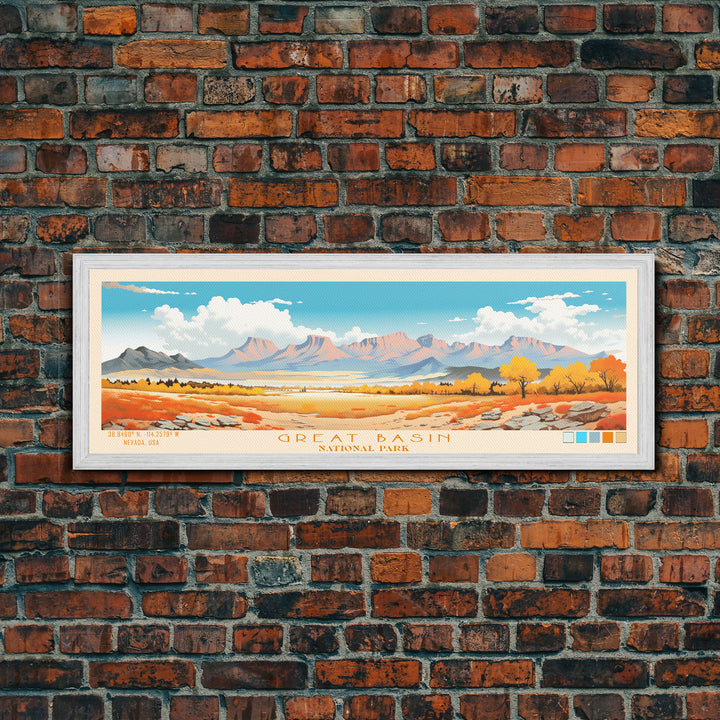 Great Basin National Park, Panoramic Nevada Travel Art, National Park Print, Minimalist Travel Art, Midcentury Modern Style Landscape