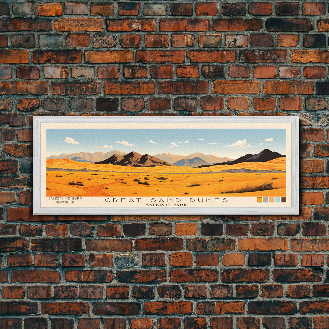 Great Sand Dunes National Park, Panoramic Colorado Travel Art, National Park Print, Minimalist Travel Art, Midcentury Modern Style Landscape