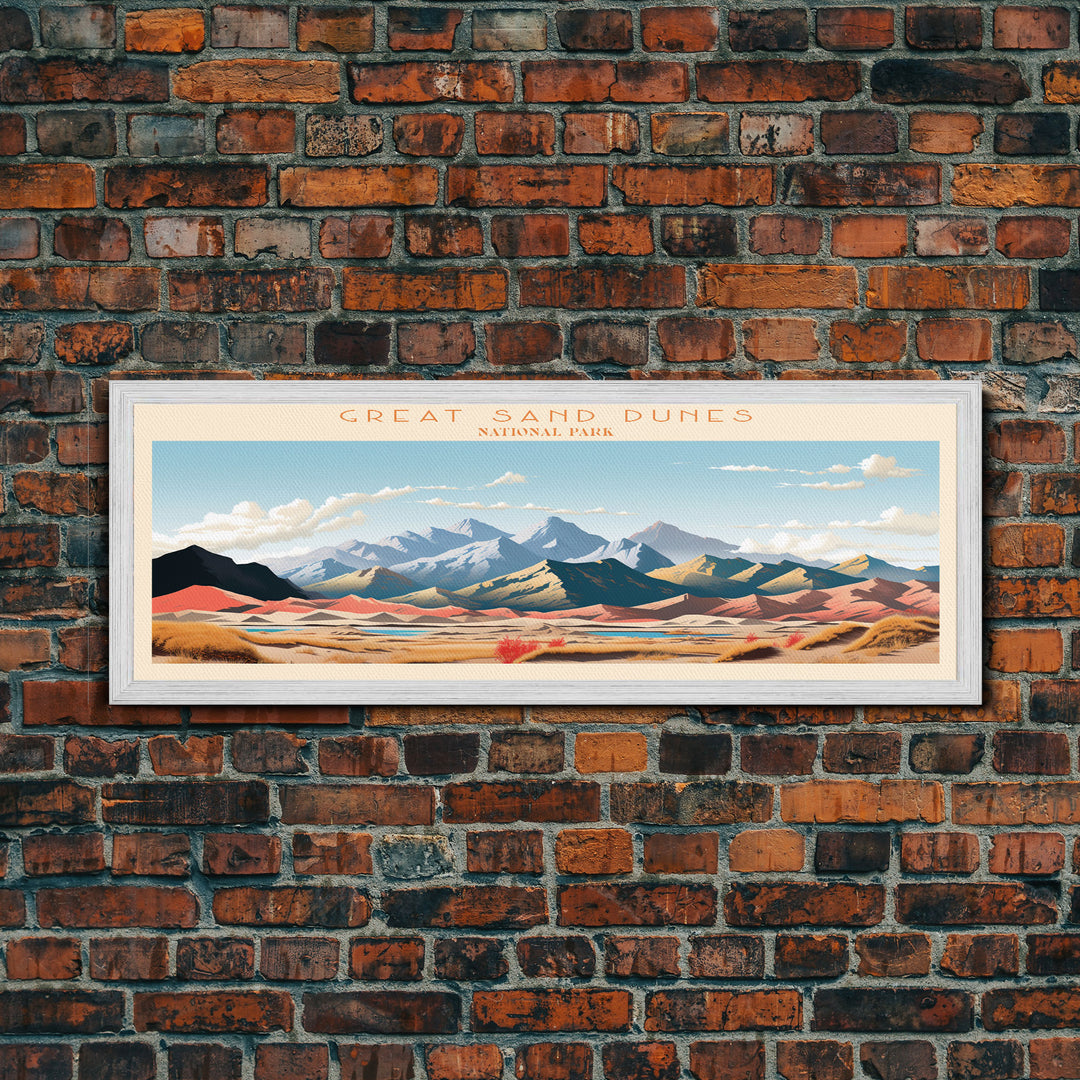 Great Sand Dunes National Park, Panoramic Colorado Travel Art, National Park Print, Minimalist Travel Art, Midcentury Modern Style Landscape