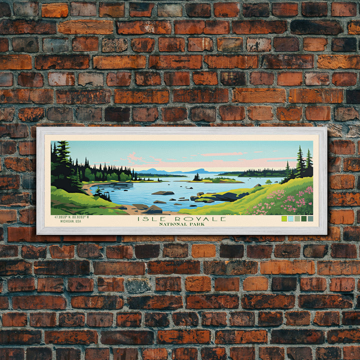 Isle Royale National Park, Panoramic Michigan Travel Art, National Park Print, Minimalist Travel Art, Midcentury Modern Style Landscape