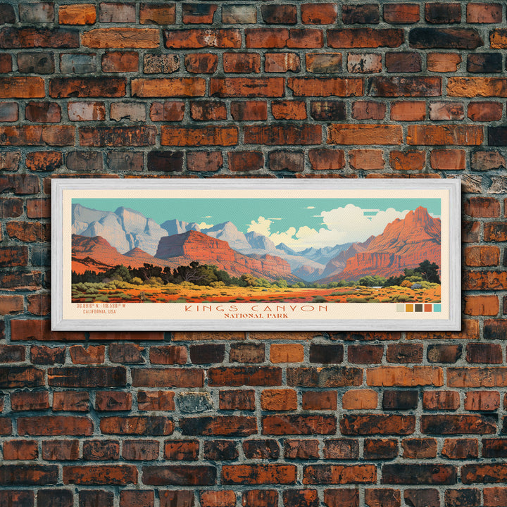 Kings Canyon National Park, Panoramic California Travel Art, National Park Print, Minimalist Travel Art, Midcentury Modern Style Landscape