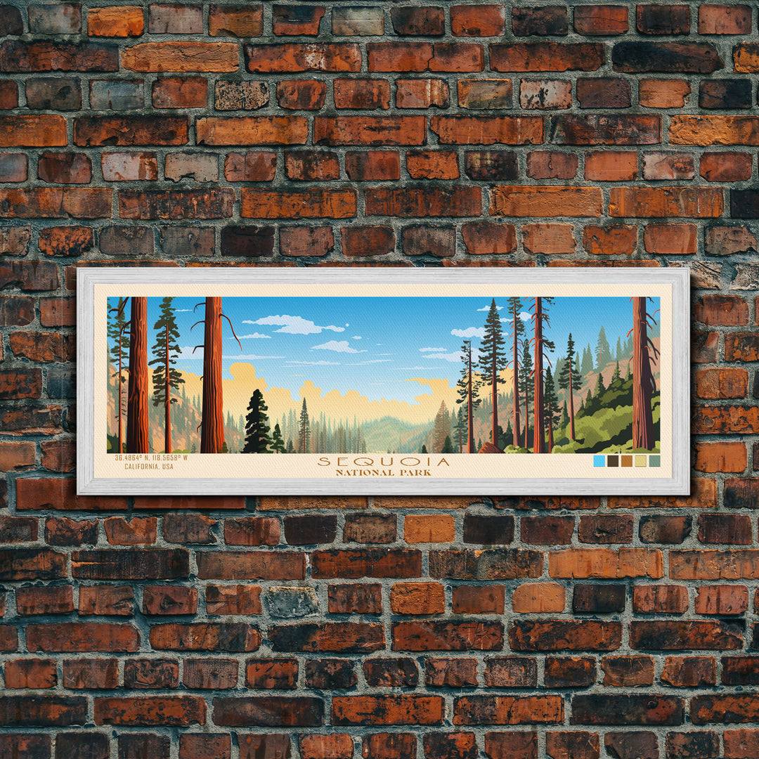 Sequoia National Park Panoramic California Travel Art, National Park Print, Minimalist Travel Art, Midcentury Modern Style Landscape