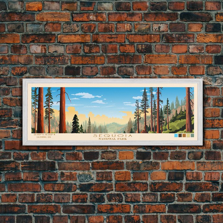 Sequoia National Park Panoramic California Travel Art, National Park Print, Minimalist Travel Art, Midcentury Modern Style Landscape