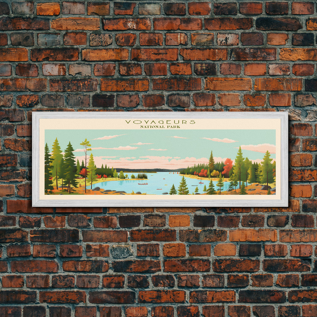 Voyageurs National Park Panoramic Minnesota Travel Art, National Park Print, Minimalist Travel Art, Midcentury Modern Style Landscape