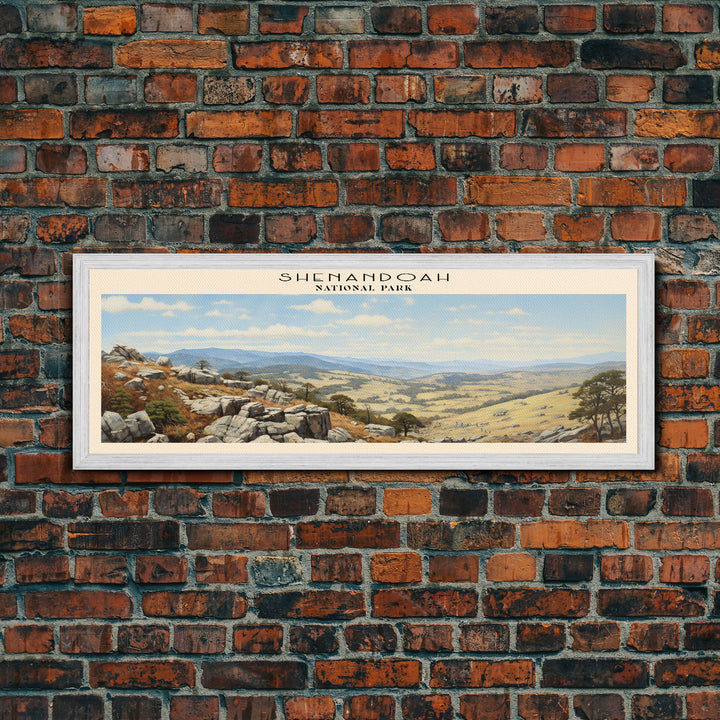 Shenandoah National Park Panoramic Virginia Travel Art, National Park Print, Minimalist Travel Art, Subdued Watercolor Painting Panoramic