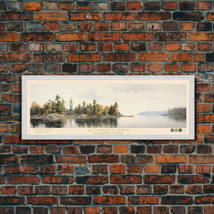 Voyageurs National Park Panoramic Minnesota Travel Art, National Park Print, Minimalist Travel Art, Subdued Watercolor Painting Panoramic