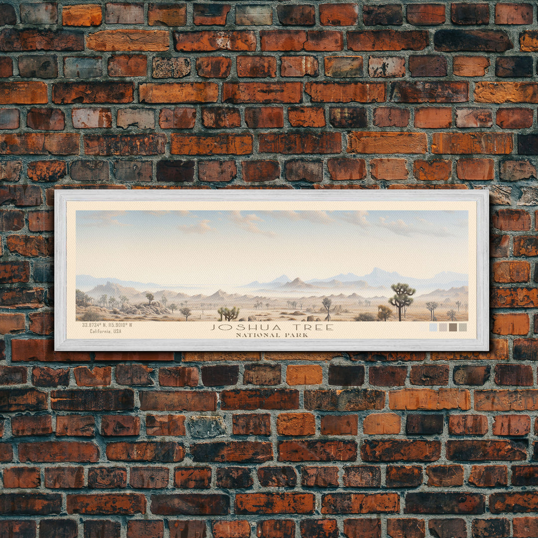 Joshua Tree National Park Panoramic California Travel Art, National Park Print, Minimalist Travel Art, Subdued Watercolor Painting Panoramic