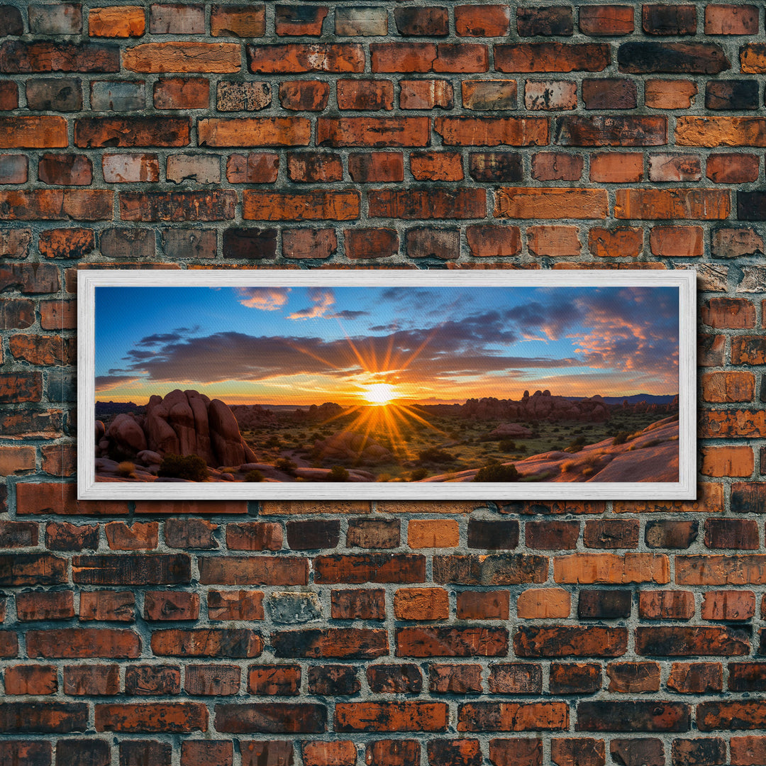 Photographic Panoramic of Arches National Park, Sunset Photography, National Park Art, Framed Canvas Print, Landscape Photography