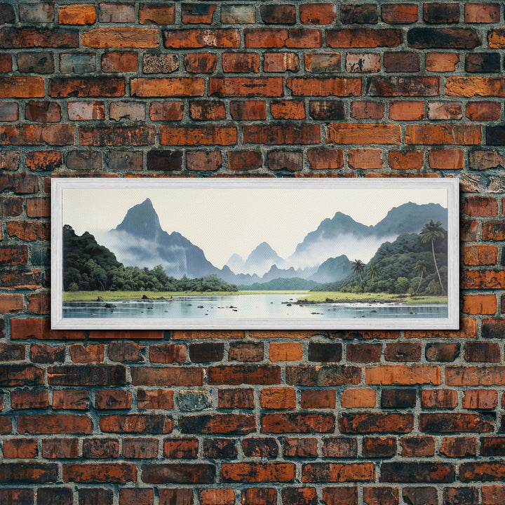 Watercolor Panoramic American Samoa National Park Framed Canvas Print Wall Art