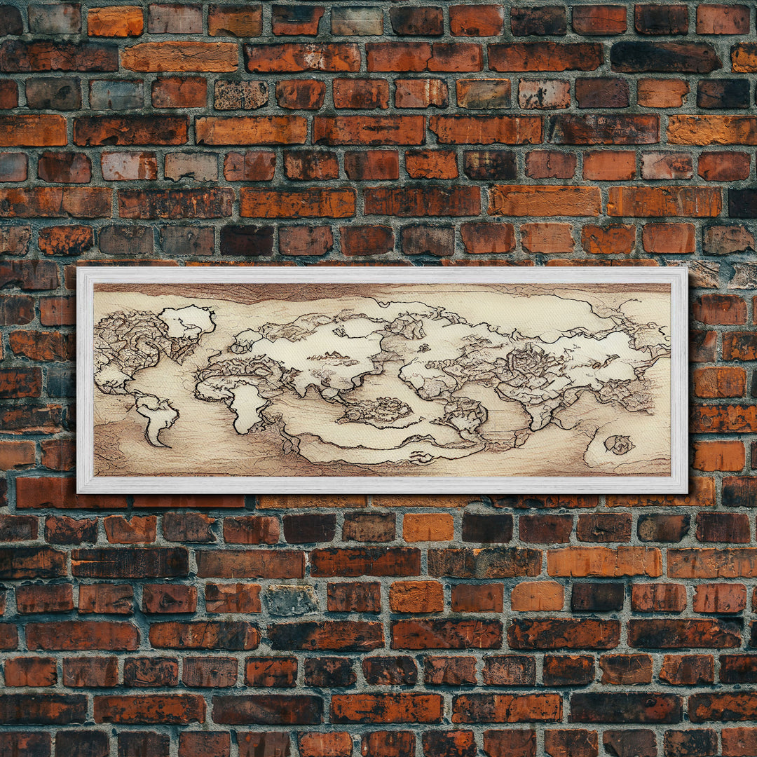 RPG World Map Concept Art, Ready To Hang Canvas Print, Panoramic Art, Extra Wide Wall Decor, Cool Mancave Art, D&D, DND