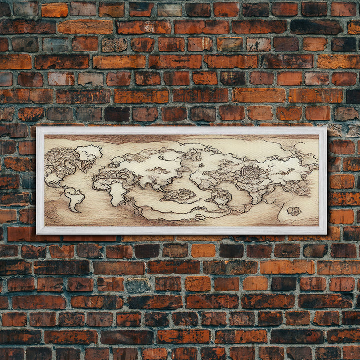 RPG World Map Concept Art, Ready To Hang Canvas Print, Panoramic Art, Extra Wide Wall Decor, Cool Mancave Art, D&D, DND