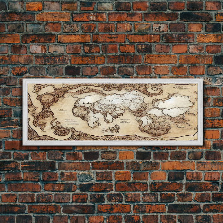 D&D RPG World Map Concept Art, Ready To Hang Canvas Print, Panoramic Art, Extra Wide Wall Decor, Cool Mancave Art, DND