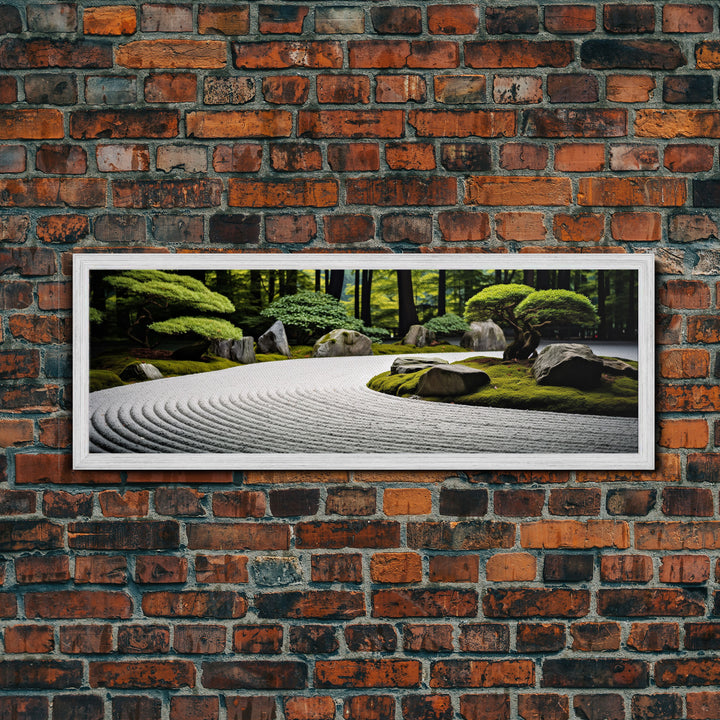 Zen Garden Art, Framed Canvas Print, Meditation Center Wall Decor, Lobby Art, Entryway Decor, Calming Meditation Art