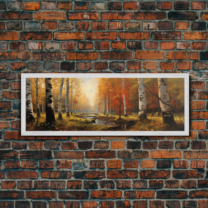 The Birch Trees, Autumn Forest, Autumn Centerpiece, Fall Decor, Fall Centerpiece Wall Art, Center Piece Art, Panoramic Wall Art