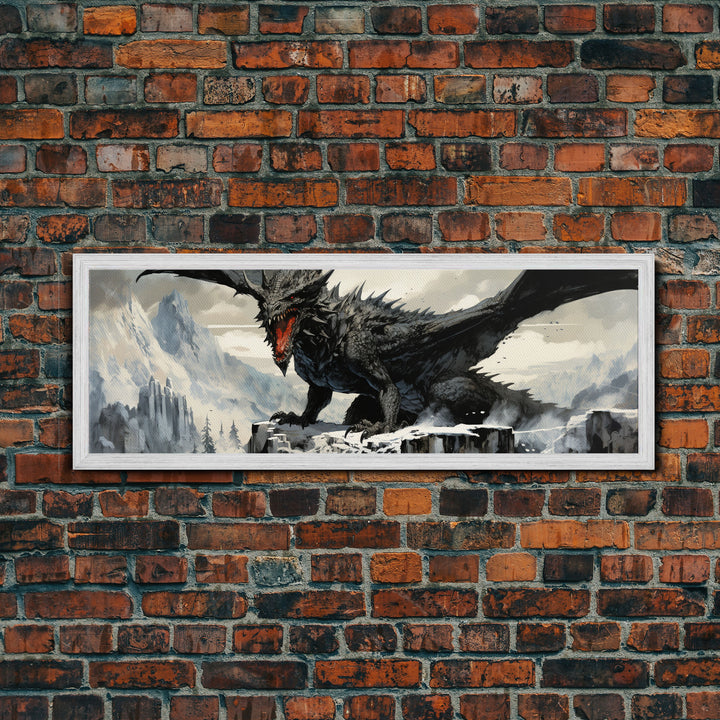 Dragon Painting, Framed Canvas Print, Dragon Art, Fantasy Art, Fantasy Painting, Watercolor Dragon Painting, Art Print