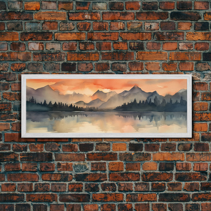 Watercolor Painting Of A Forest Fire Wall Art, Framed Canvas Print, Landscape Painting, Oil Painting, Vintage Landscap, Fall Landscape