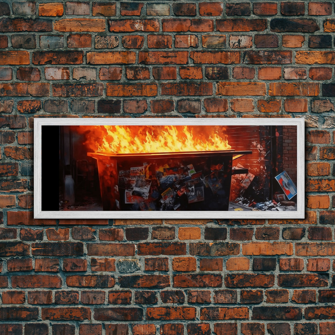 A Dumpster Fire, Canvas Wall Art, Modern Art, Urban Art, Wall Print