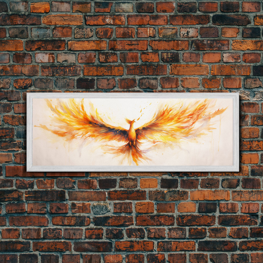 The Phoenix Panoramic Print, Mystical Rebirth, Framed Wall Art, Reincarnation Art