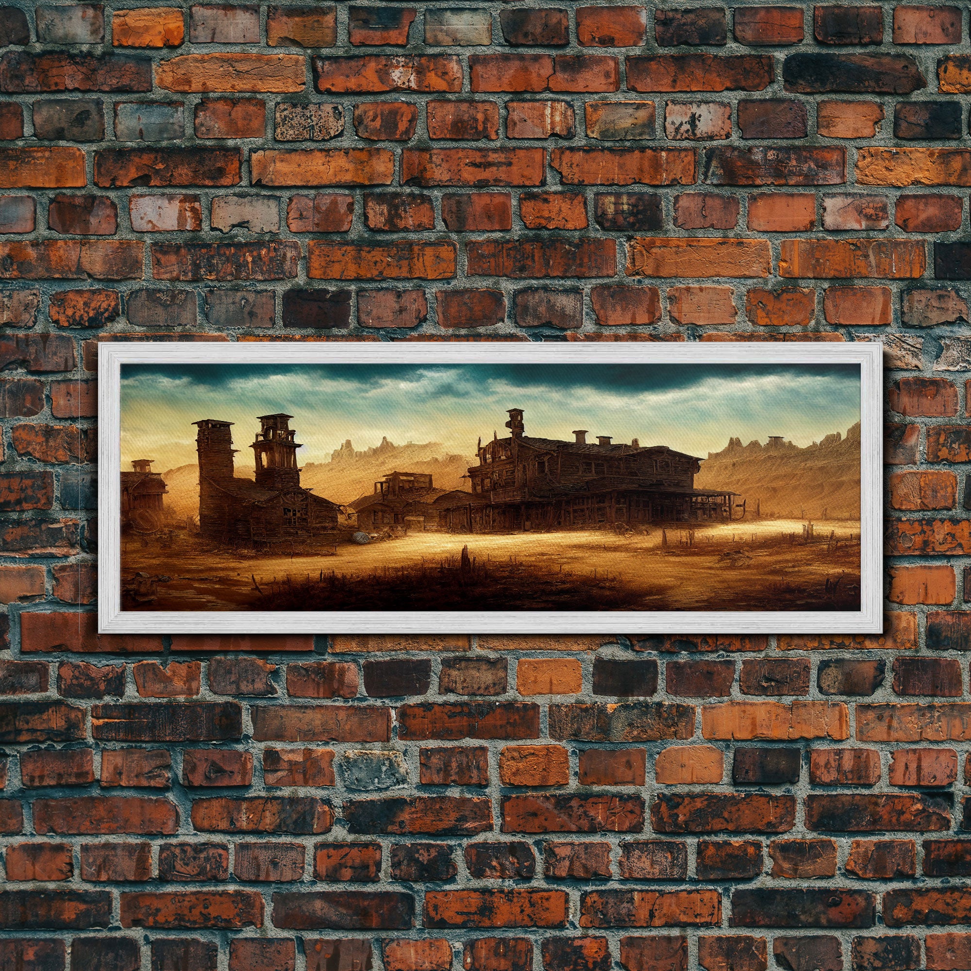 Abandoned Wild West Mining Town, Extra Large Wall Art, Framed Panoramic Canvas Print, Framed Wall Art