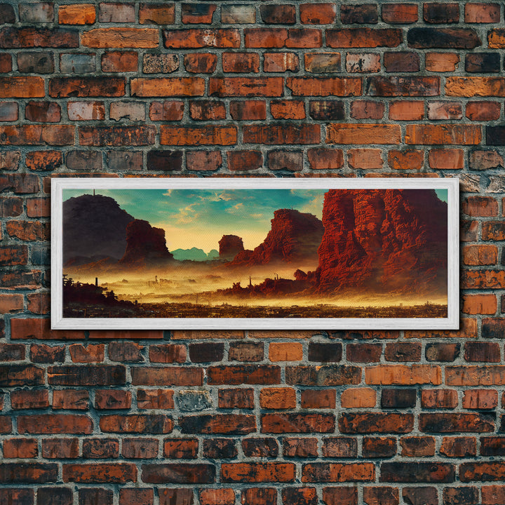 Post Apocalyptic Style Art, Mad Max Style, Extra Large Wall Art, Framed Panoramic Canvas Print, Framed Wall Decor