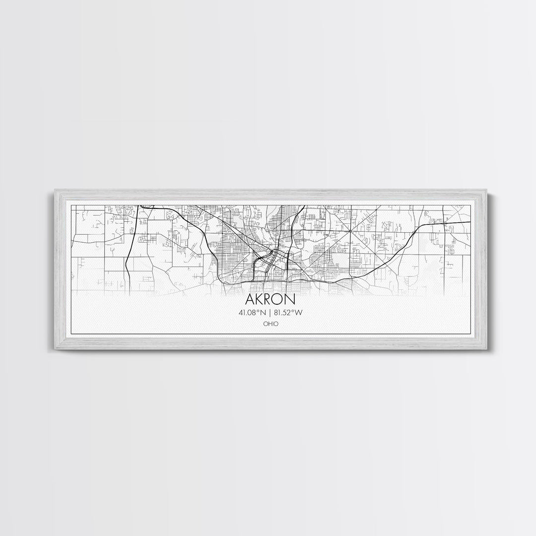 Panoramic Akron City Map, Ohio Art, Map Print, Minimalist Wall Art, Canvas Art, Housewarming Gift, Street Map Art, Closing Gift