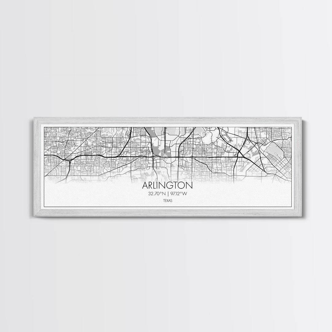 Panoramic Arlington City Map, Texas Art, Map Print, Minimalist Wall Art, Canvas Art, Housewarming Gift, Street Map Art, Closing Gift