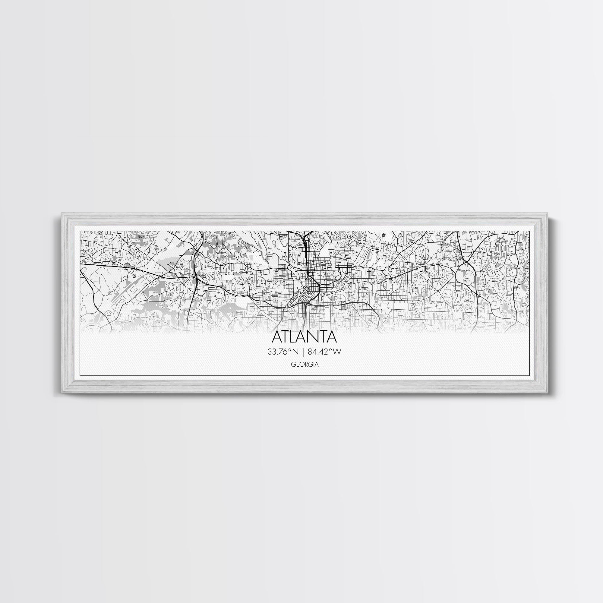 Panoramic Atlanta City Map, Georgia Art, Map Print, Minimalist Wall Art, Canvas Art, Housewarming Gift, Street Map Art, Closing Gift