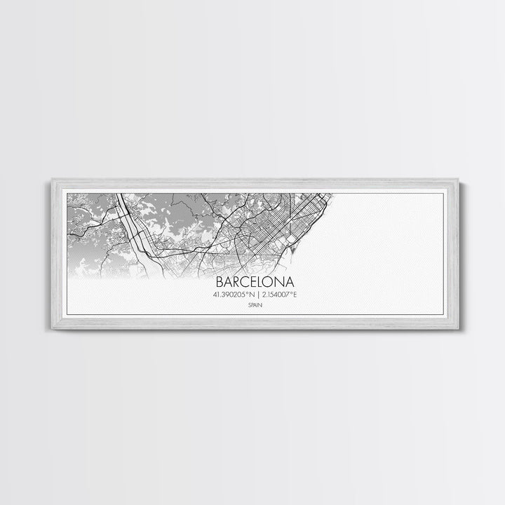 Panoramic Barcelona City Map, Spain Art, Map Print, Minimalist Wall Art, Canvas Art, Housewarming Gift, Street Map Art, Closing Gift