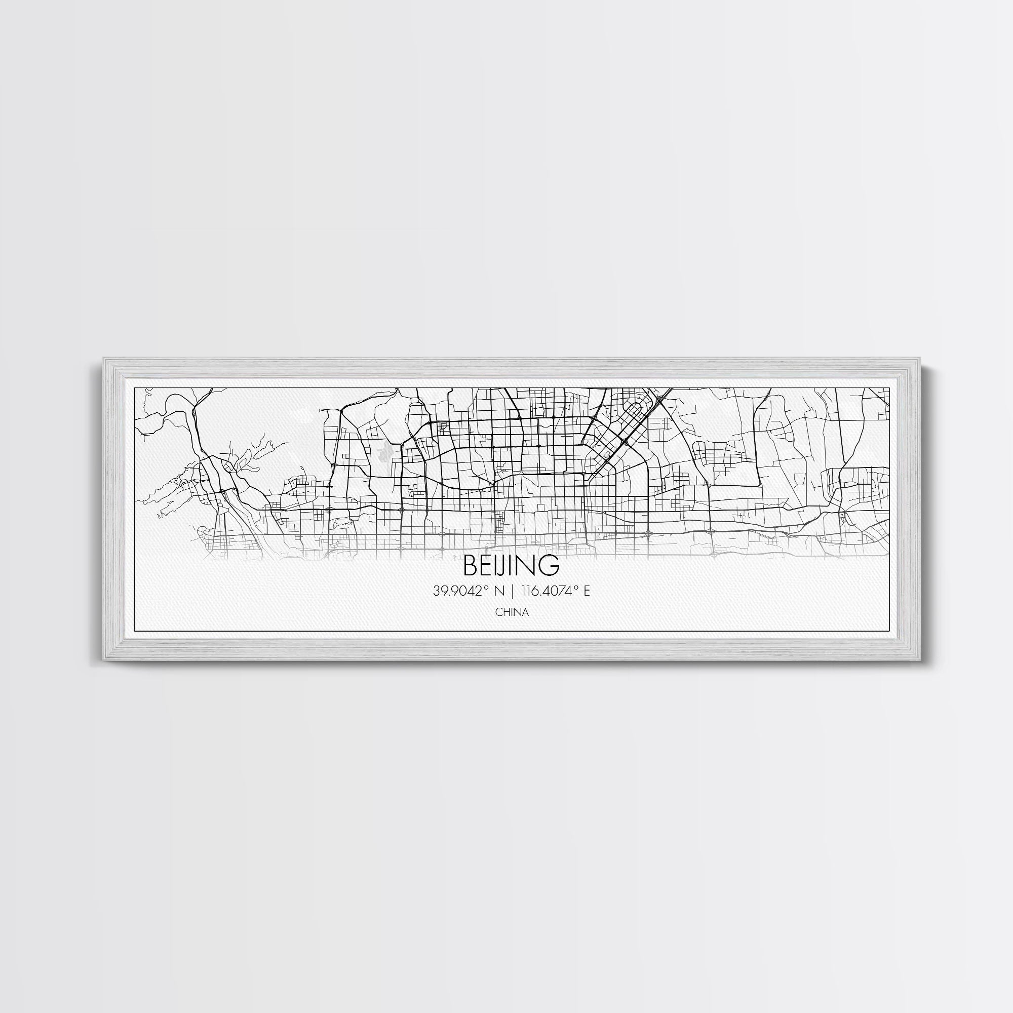 Panoramic Beijing City Map, China Art, Map Print, Minimalist Wall Art, Canvas Art, Housewarming Gift, Street Map Art, Closing Gift