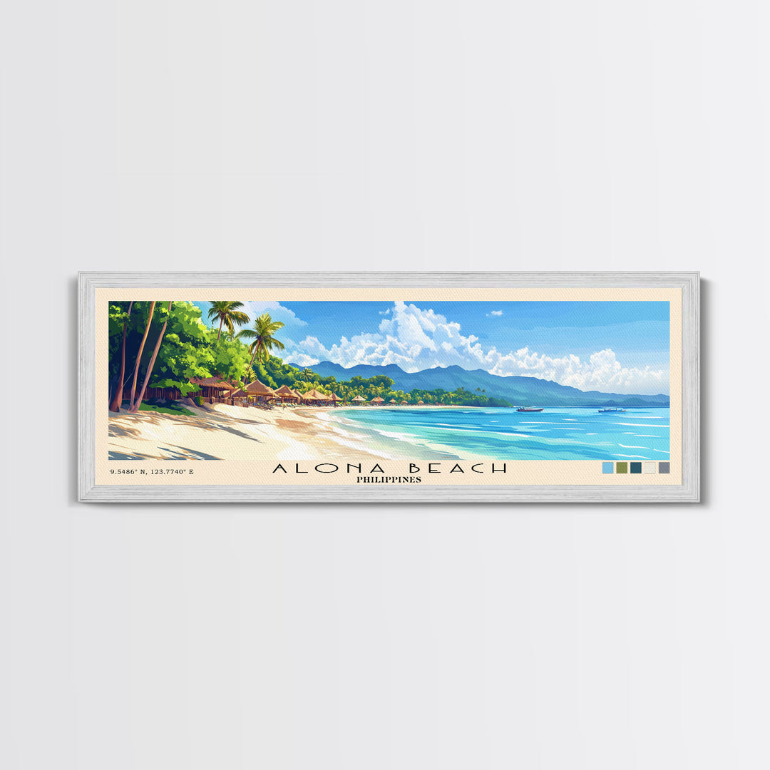 Alona Beach, Philippines Panoramic Print, Vacation Gift, Philippines Wall Art, Vacation Wall Art, Vacatation Memories, Beach Decor, Beach Or Lakehouse Art