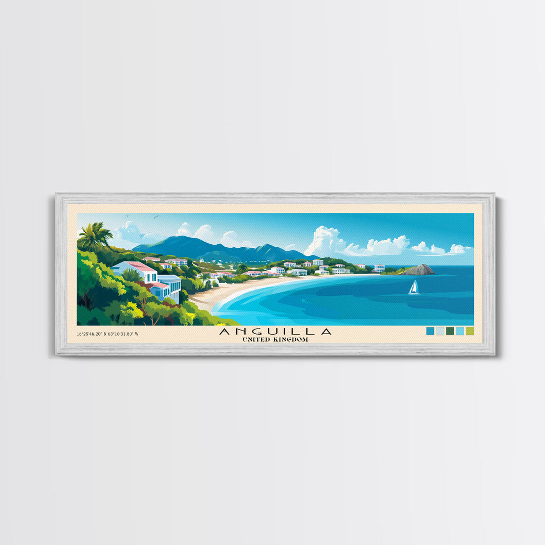 Anguilla, United Kingdom Panoramic Print, Vacation Gift, United Kingdom Wall Art, Vacation Wall Art, Vacatation Memories, Beach Decor, Beach Or Lakehouse Art