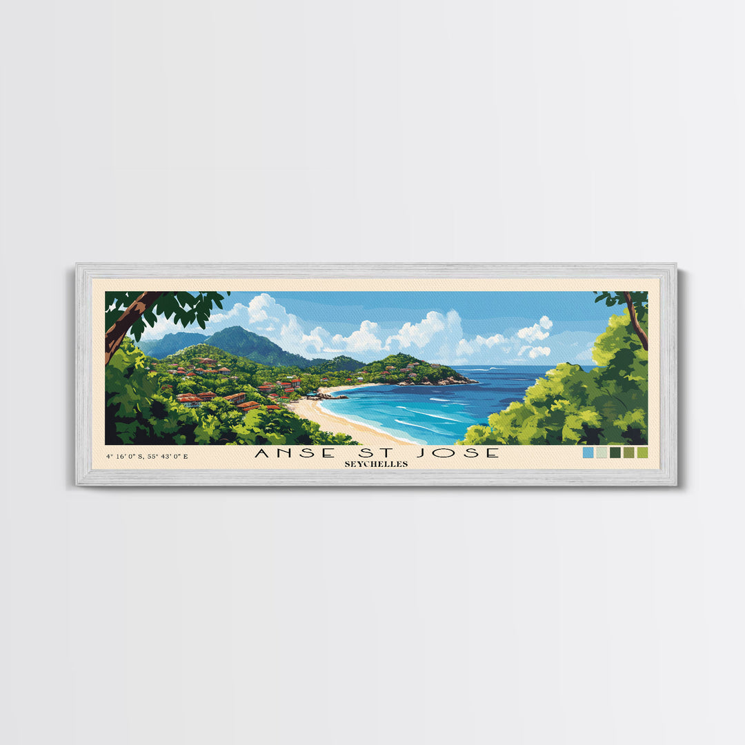 Anse St Jose, Seychelles Panoramic Print, Vacation Gift, Seychelles Wall Art, Beach Painting, Beach Decor, Beach Or Lakehouse Art