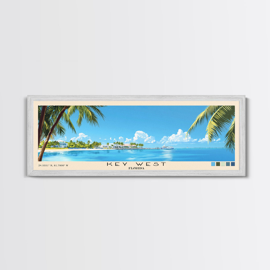 Key West, Florida Panoramic Print, Vacation Gift, Florida Wall Art, Beach Painting, Beach Decor, Beach Or Lakehouse Art