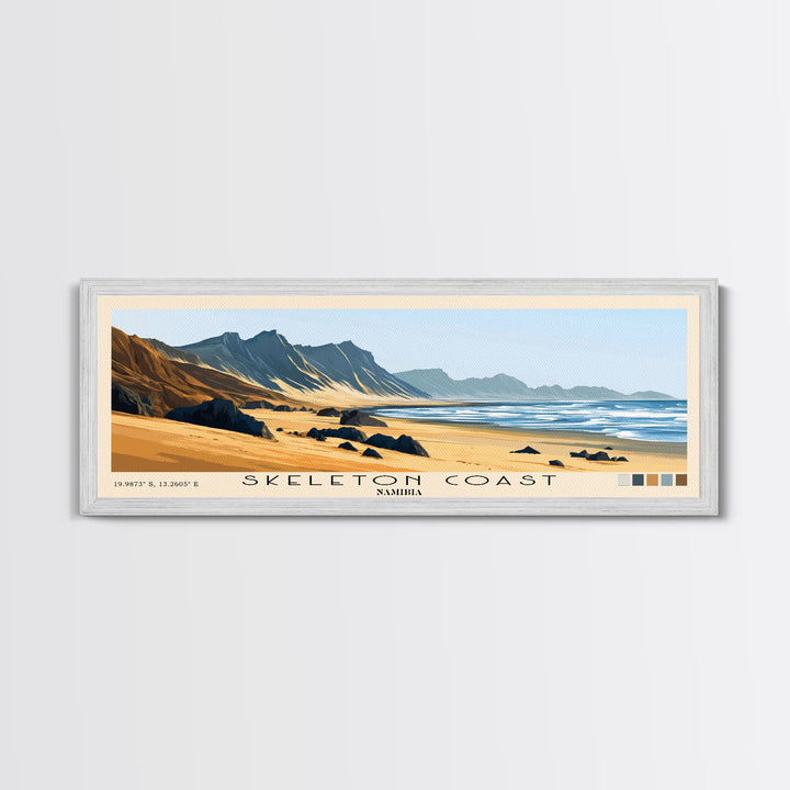 Skeleton Coast, Namibia Panoramic Print, Vacation Gift, Namibia Wall Art, Beach Painting, Beach Decor, Large Wall Art, Wood Frame Art