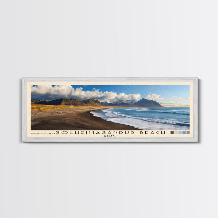 Solheimasandur Beach, Iceland Panoramic Print, Vacation Gift, Iceland Wall Art, Beach Painting, Beach Decor, Beach Or Lakehouse Art