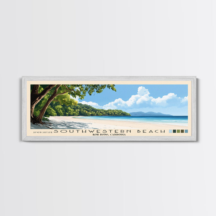 Southwestern Beach, Koh Rong, Cambodia Panoramic Print, Vacation Gift, Koh Rong, Cambodia Wall Art, Vacation Wall Art, Vacatation Memories, Beach Decor, Beach Or Lakehouse Art