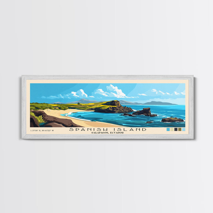 Spanish Island, Galapagos, Ecuador Panoramic Print, Vacation Gift, Galapagos, Ecuador Wall Art, Beach Painting, Beach Decor, Large Wall Art, Wood Frame Art