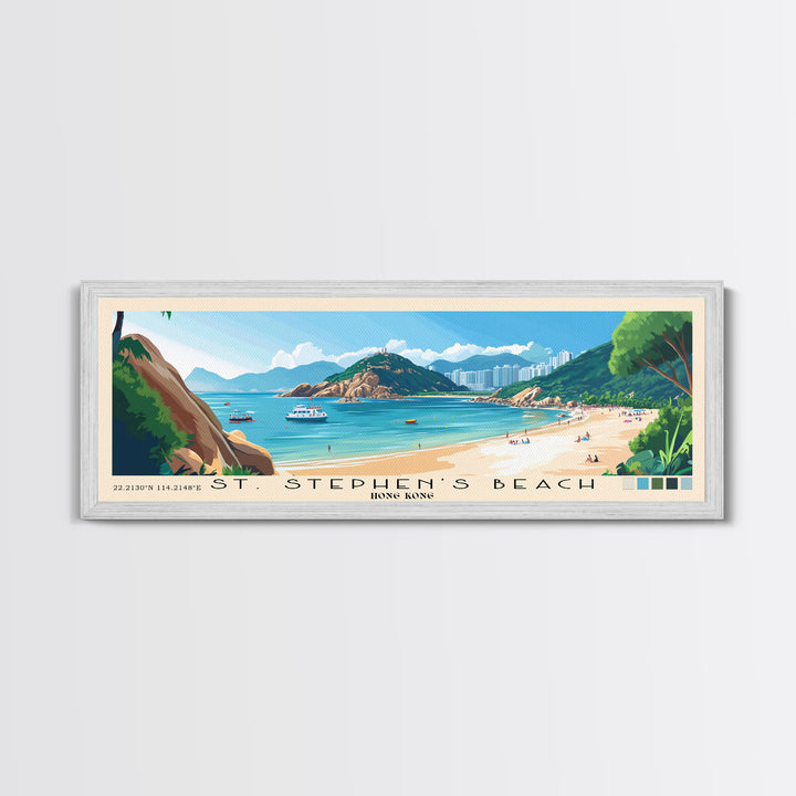 St. Stephen's Beach, Hong Kong Panoramic Print, Vacation Gift, Hong Kong Wall Art, Vacation Wall Art, Vacatation Memories, Beach Decor, Beach Or Lakehouse Art