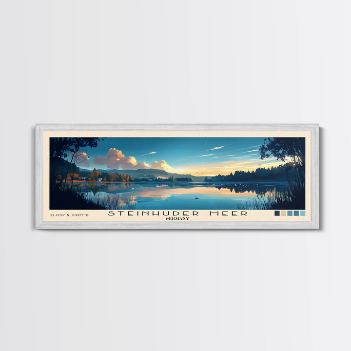 Steinhuder Meer, Germany Panoramic Beach Print, Vacation Gift, Germany Wall Art, Framed Canvas Print, Framed Beach Painting