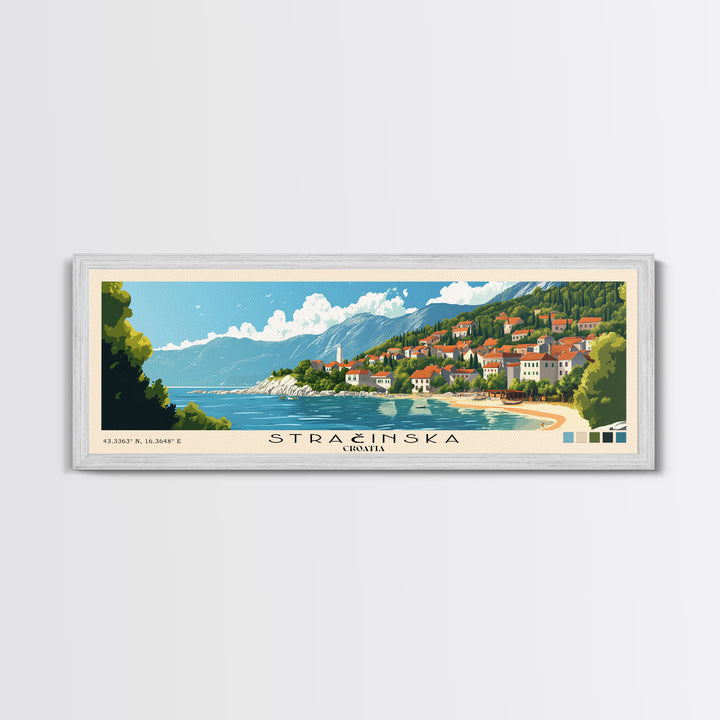 Stračinska, Croatia Panoramic Beach Print, Vacation Gift, Croatia Wall Art, Beach Painting, Beach Decor, Beach Painting