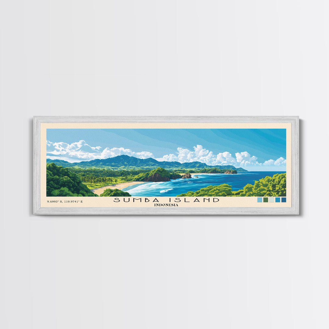 Sumba Island, Indonesia Panoramic Print, Vacation Gift, Indonesia Wall Art, Beach Painting, Beach Decor, Beach Or Lakehouse Art