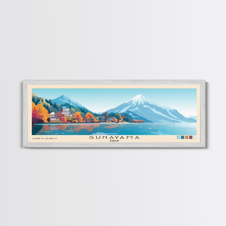 Sunayama, Japan Panoramic Beach Print, Vacation Gift, Japan Wall Art, Framed Canvas Print, Framed Beach Painting