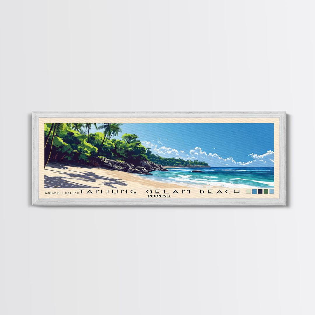 Tanjung Gelam Beach, Indonesia Panoramic Beach Print, Vacation Gift, Indonesia Wall Art, Beach Painting, Beach Decor, Beach Painting