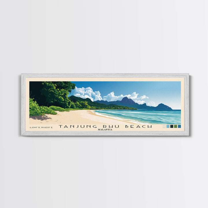 Tanjung Rhu Beach, Malasyia Panoramic Beach Print, Vacation Gift, Malasyia Wall Art, Framed Canvas Print, Framed Beach Painting