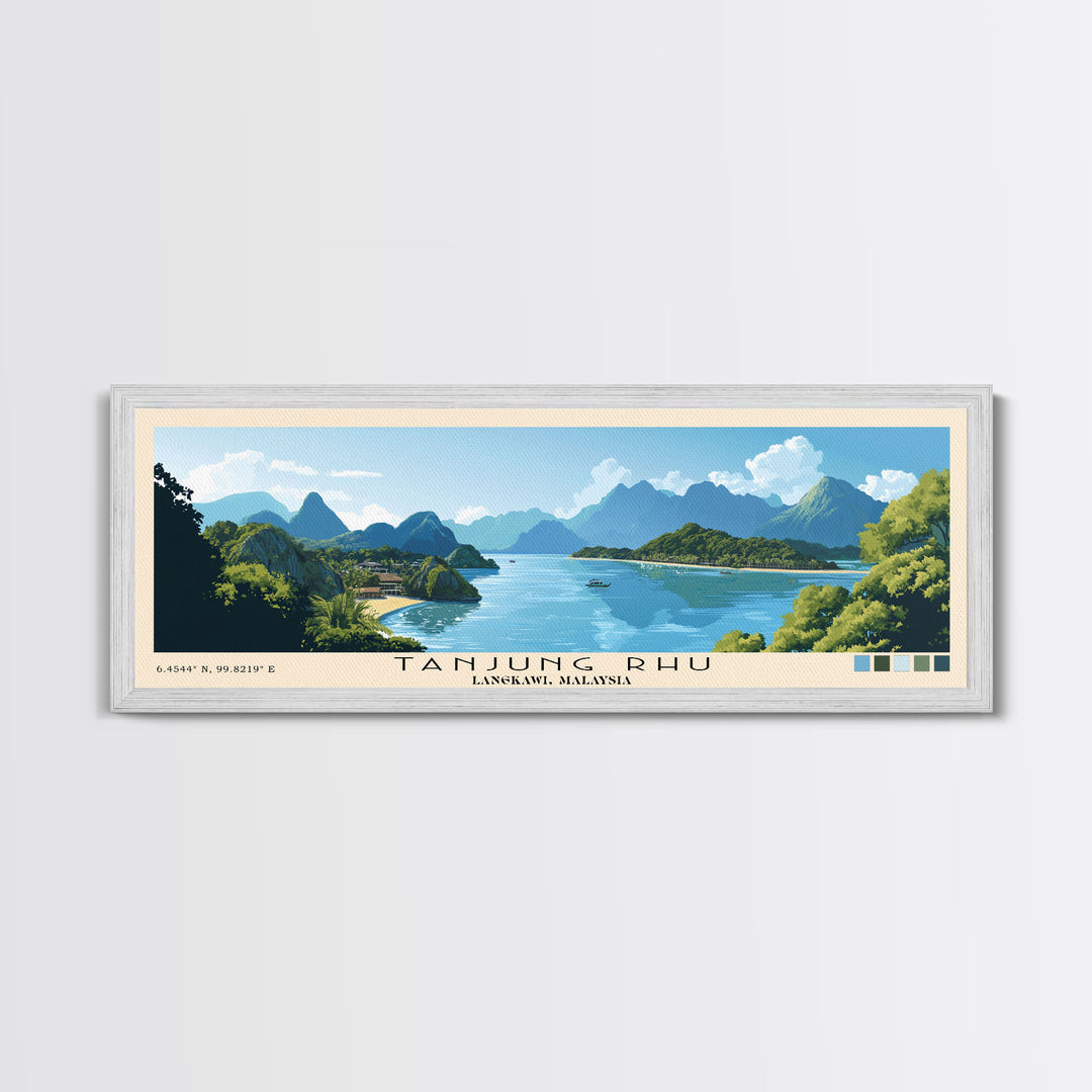 Tanjung Rhu, Langkawi, Malaysia Panoramic Print, Vacation Gift, Langkawi, Malaysia Wall Art, Beach Painting, Beach Decor, Large Wall Art, Wood Frame Art