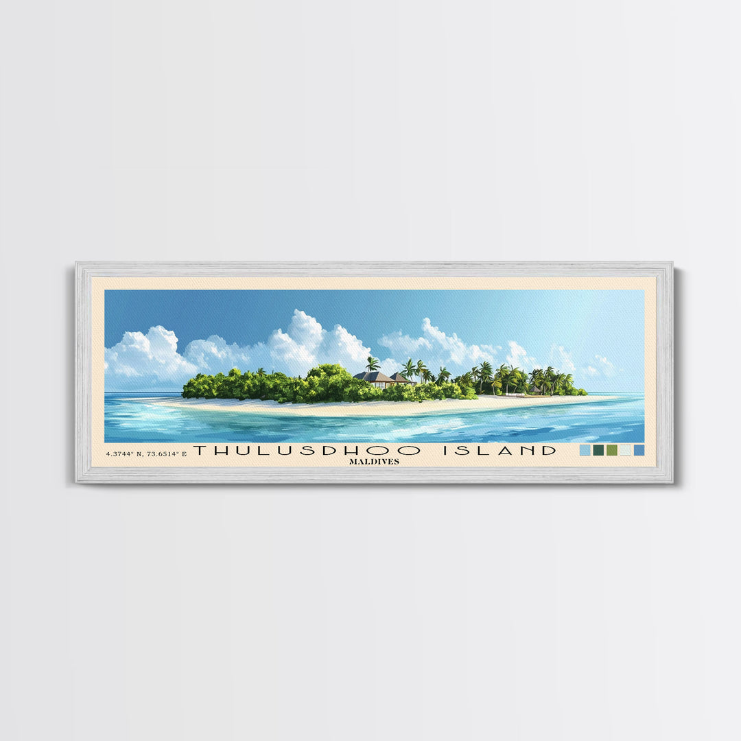 Thulusdhoo Island, Maldives Panoramic Print, Vacation Gift, Maldives Wall Art, Beach Painting, Beach Decor, Beach Or Lakehouse Art