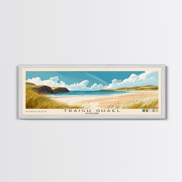 Traigh Ghael, Scotland Panoramic Print, Vacation Gift, Scotland Wall Art, Beach Painting, Beach Decor, Large Wall Art, Wood Frame Art