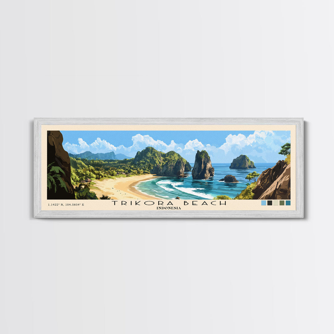 Trikora Beach, Indonesia Panoramic Beach Print, Vacation Gift, Indonesia Wall Art, Beach Painting, Beach Decor, Beach Painting