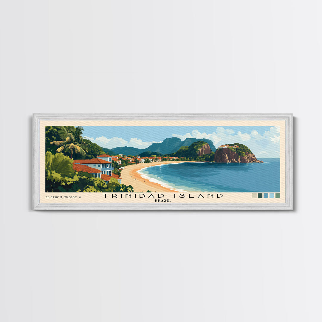 Trinidad Island, Brazil Panoramic Print, Vacation Gift, Brazil Wall Art, Beach Painting, Beach Decor, Large Wall Art, Wood Frame Art